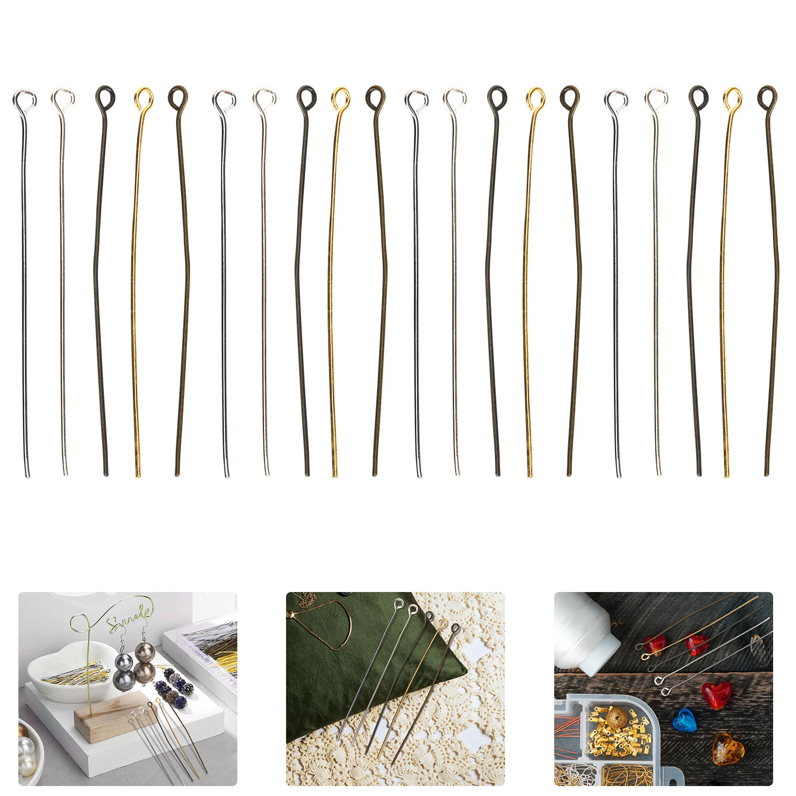 

500Pcs Metal Head Pin Open Eye Pin for Earring Bracelet Pendant Crafting Durable Time Saving Jewelry Accessories