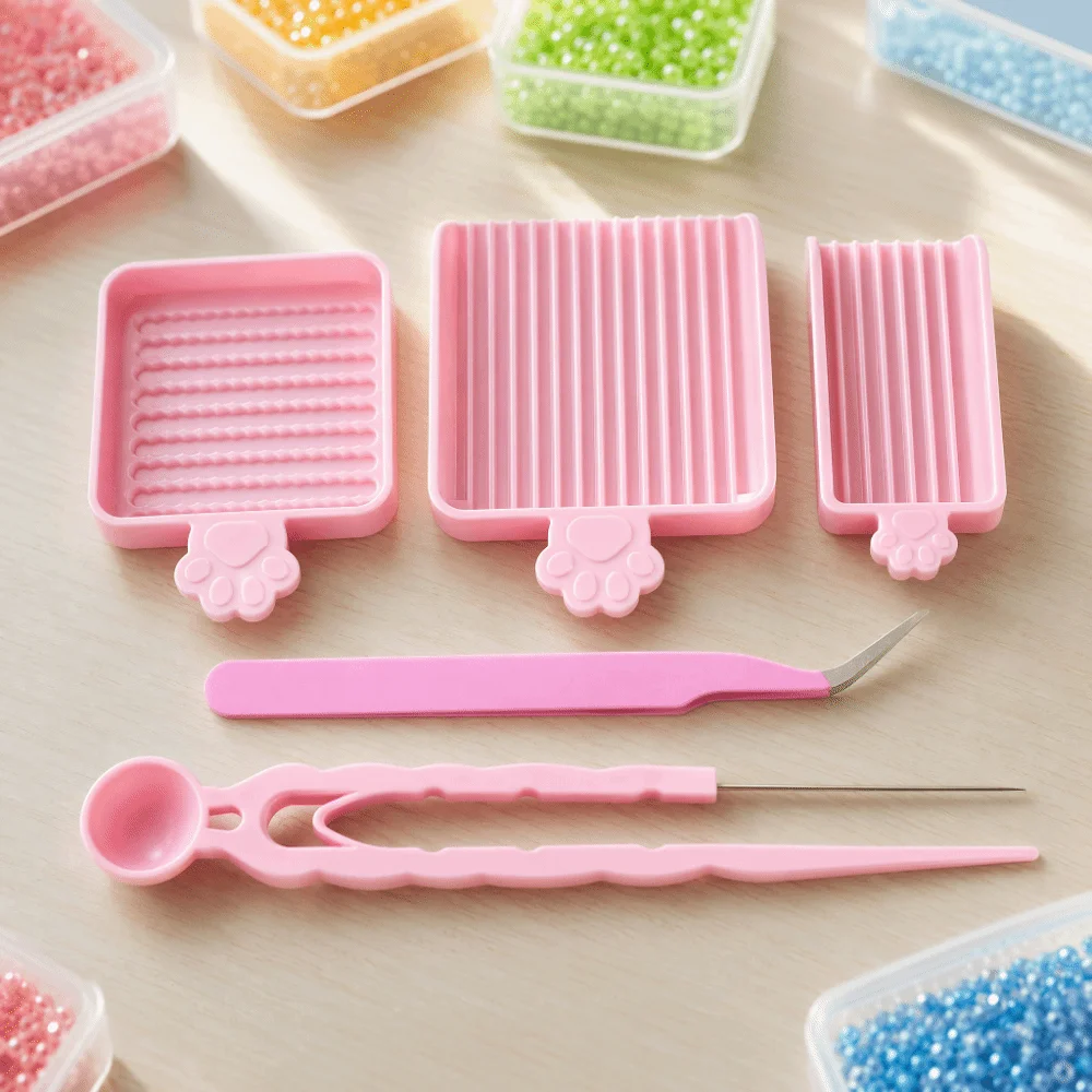 5Pcs Efficient Padding Fuse Beads Tools Set Handheld Tray Single Needle Tweezer Beads Sorting Tools Bean Shovel Creative
