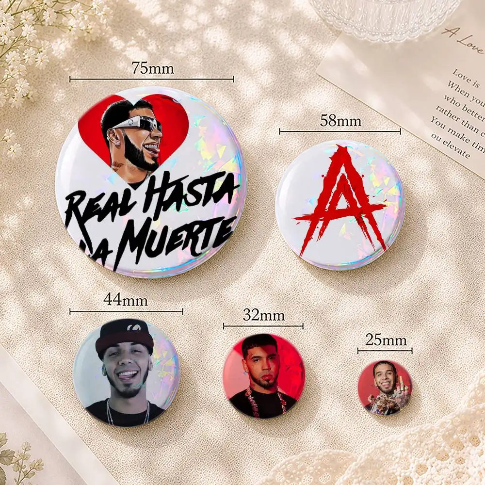 

Singer A-Anuel AA S-Santiago Badges Brooches Personalized Tinplate Enamel Pins Creativity Printed Pictures Text Metal Lapel Gift