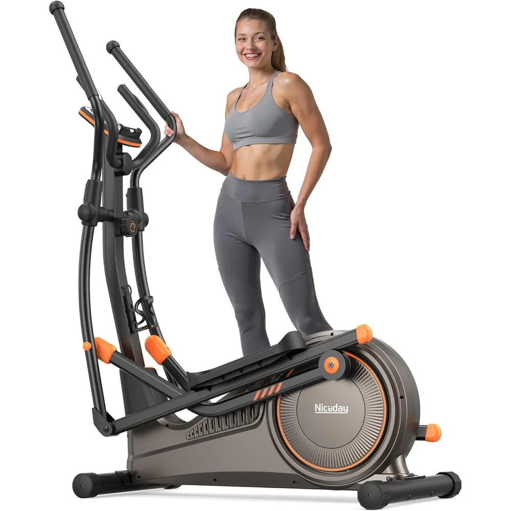 Elliptical Exercise Machine, Magnetic Elliptical Trainer with 15.5IN-19IN Stride, 16 Resistance Levels, 400LBS Loading Capacity