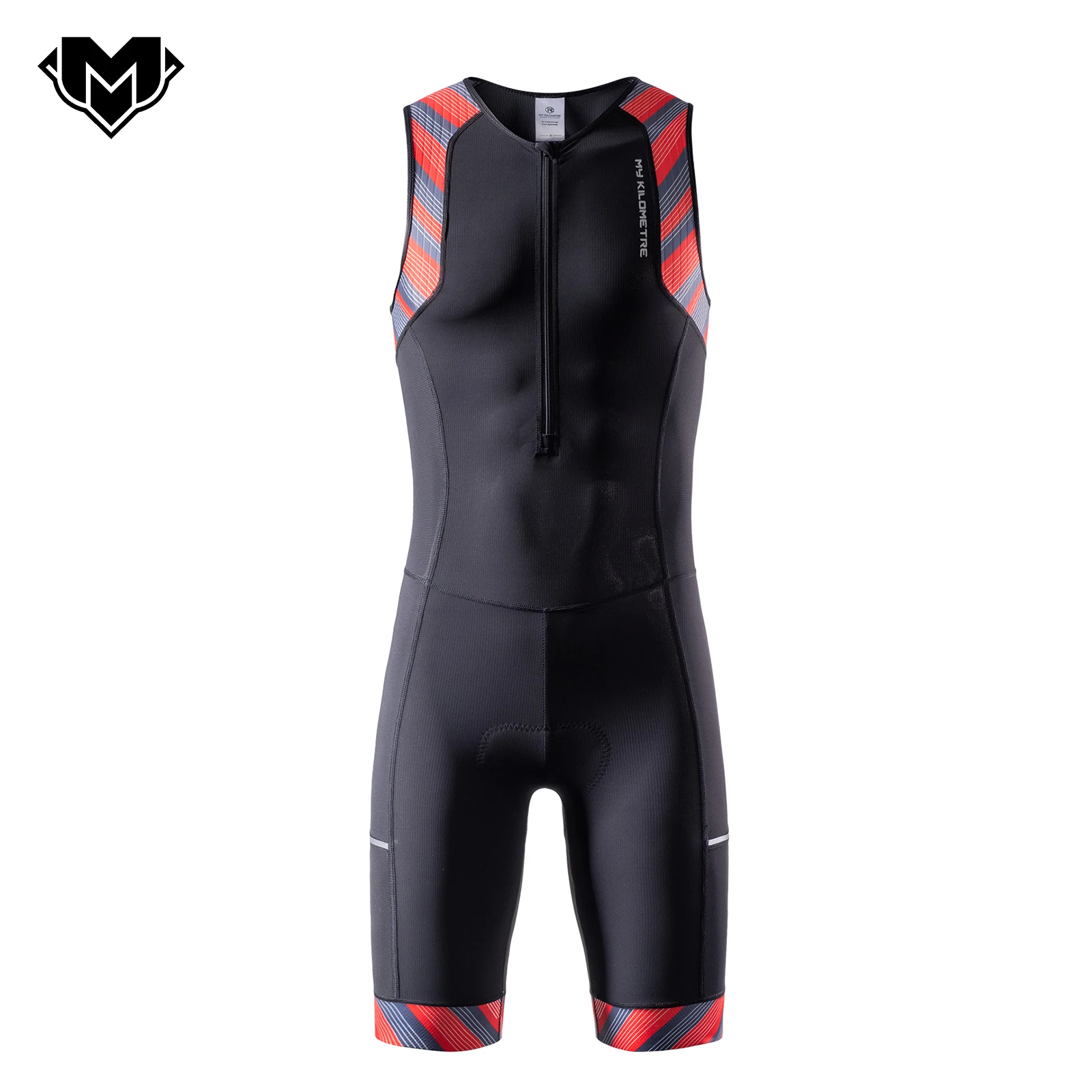 MK Men\'s Triathlon Suit Sleeveless Triathlon Skinsuits Padded with Dual Rear Pockets Swim Cycling Run Man Tri Race Suit