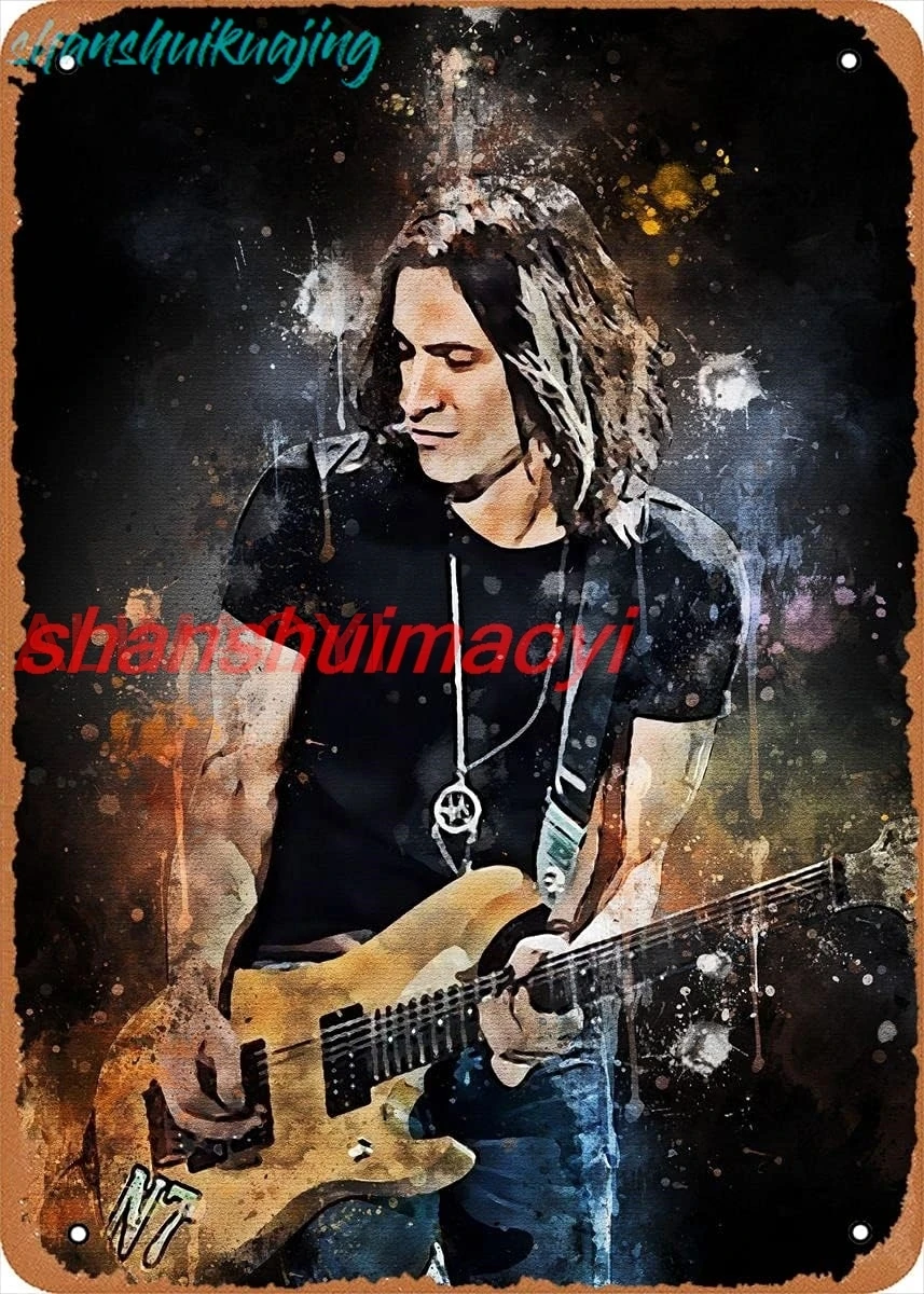 Metall-Musik-Poster – Aquarelle Nuno Bettencourt Gitarrist – 20,3 x 30,5 cm Blechschilder, Plakette, Bar, Pub, Wanddekoration im Vintage-Stil. FGD