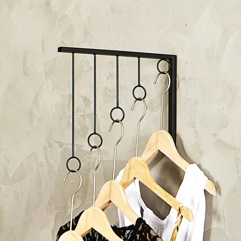 Golden Metal Shelf Wall Hooks Clothing Selling Store Hangers Display Rack Garment Show Save Space Cloakroom Underwear Organizer