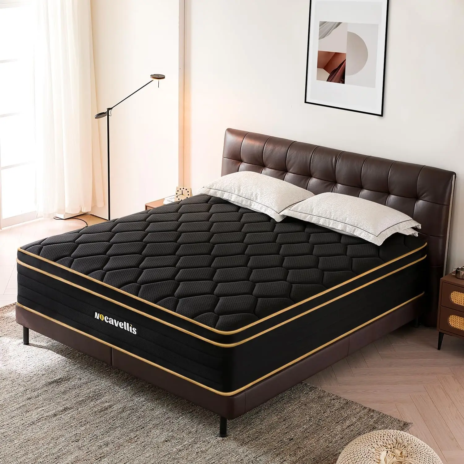 Colchón híbrido doble de 10 pulgadas con espuma viscoelástica y bobinas, soporte de firmeza media, gel refrescante para alivio de presión