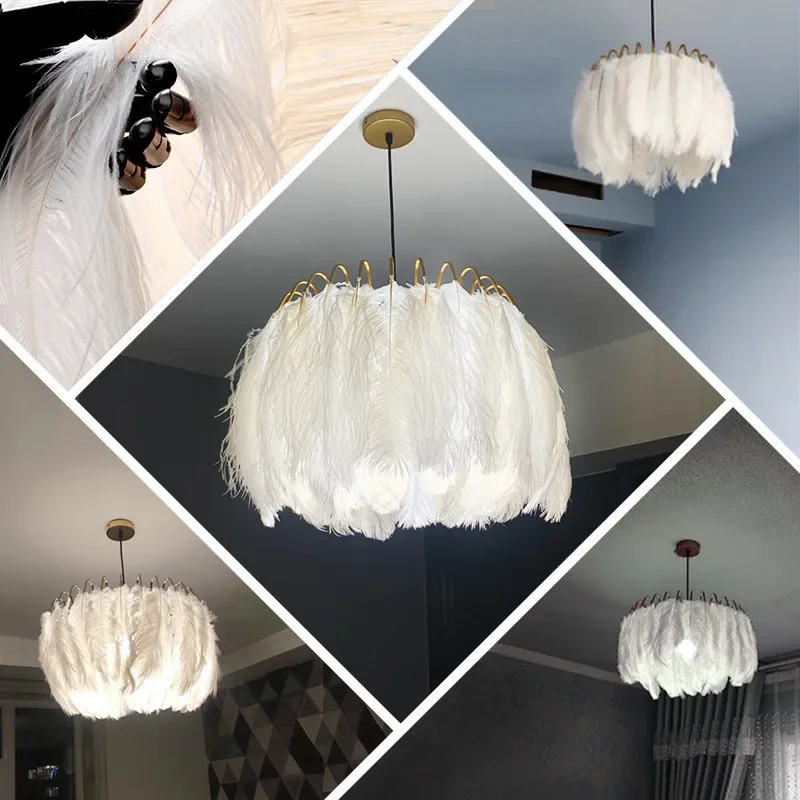 Moderne Veren Hanger Licht Veren Kroonluchter Voor Eetkamer Decor Woonkamer Slaapkamer Nordic Woondecoratie Drop Verlichting