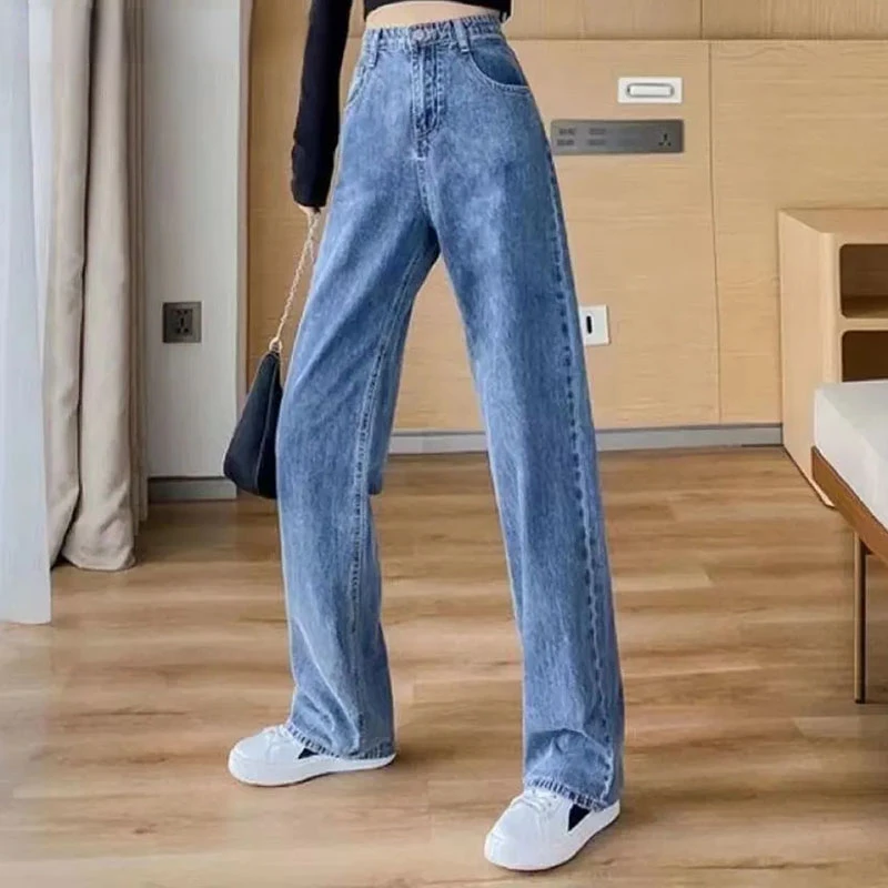 

Oversize 5XL Womens Wide Leg Jeans High Waist Baggy Basic Straight Vaqueros Spring Fall Korean Fashion Denim Pants 2023 New