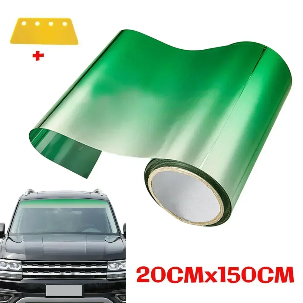 150cm Green Sun Visor Strip Tint Film Car Front Windshield UV-Shade Accessories PVC 20CMx150CM For All Models Trim Part