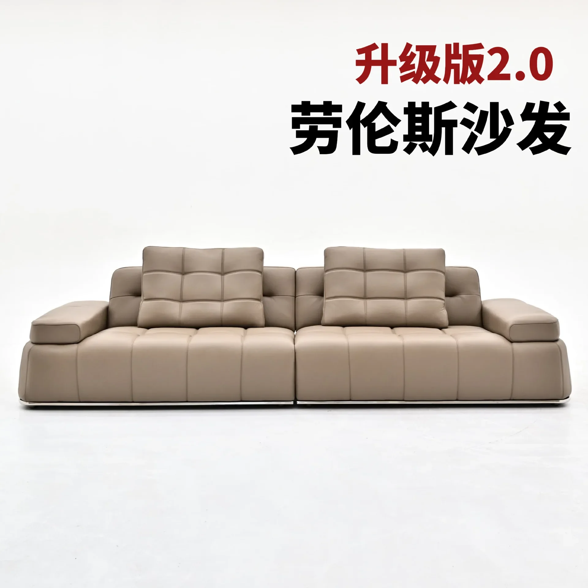 2025 designer Italian minimalist high-end living room straight row black full half green leather Lawrence leather sofa top layer