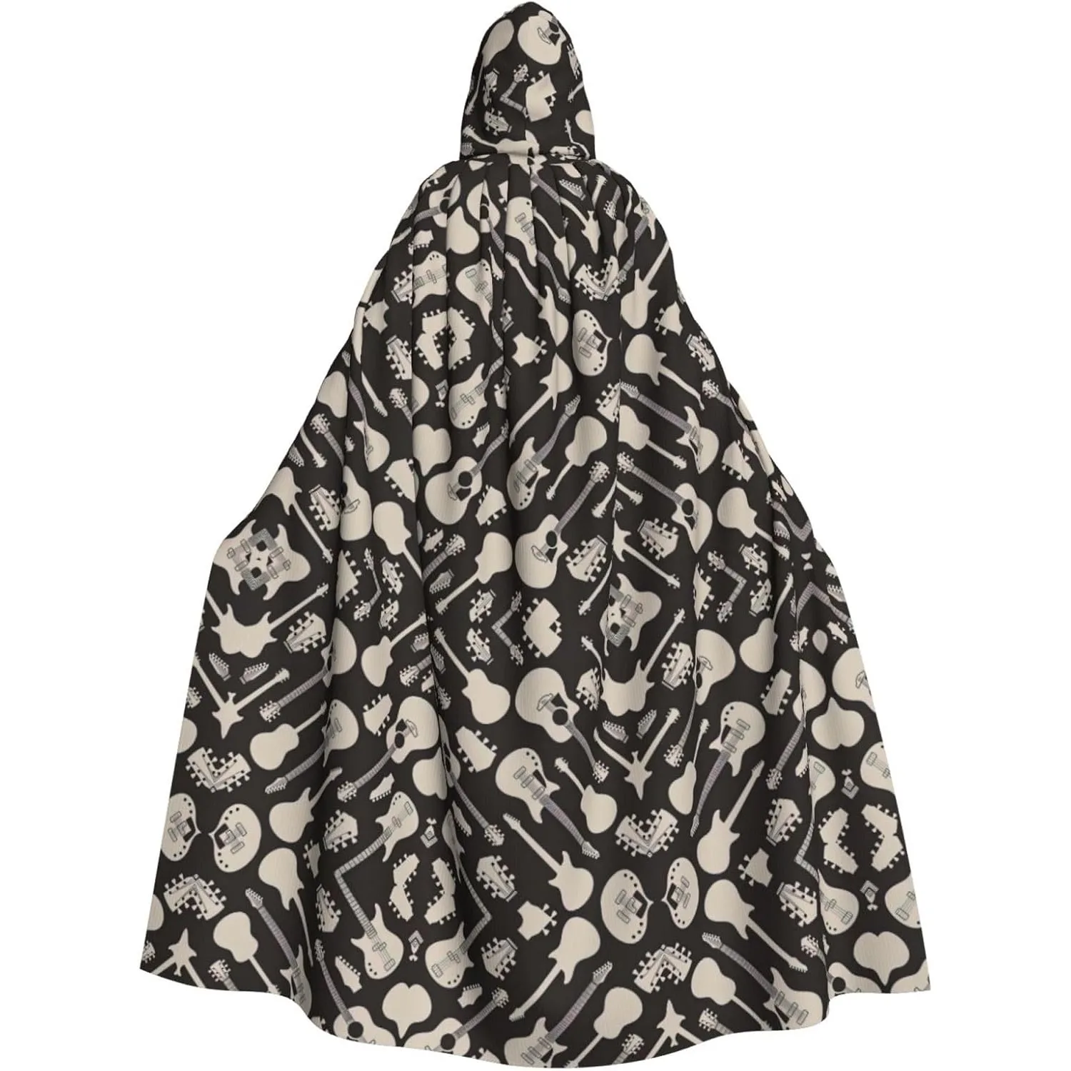 

Накидка с капюшоном и принтом гитары для взрослых, карнавальная праздничная накидка, халат для косплея, костюм для вечеринки, готический карнавал