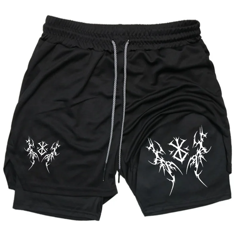 

Exquisite Pattern Print Performance Shorts Men 2 in 1 Running Compression Shorts Training Sportswear Workout Shorts with Pockets
