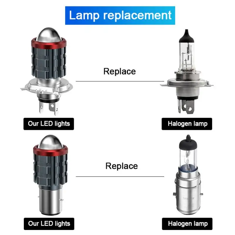 1PC H4 LED Motorcycle Headlight H6 BA20D Spotlight Led With Eye Lens White Yellow Hi Lo Beam Motorbike Scooter Running Light
