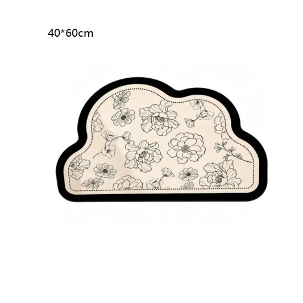 Non-Slip Floor Mat 40x60cm for Shower and Bathroom Use Absorbent Diatomaceous Earth Material with Rubber Tread