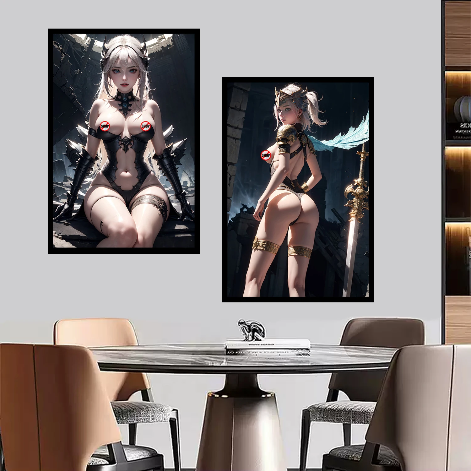 HD AI اللوحة قماش المشارك للديكور المنزل ، مثير الإناث السيف وسيارات الأجرة ، مثير فقاعة بعقب ، كبير جدار الفن ، اللوحة للزينة #6