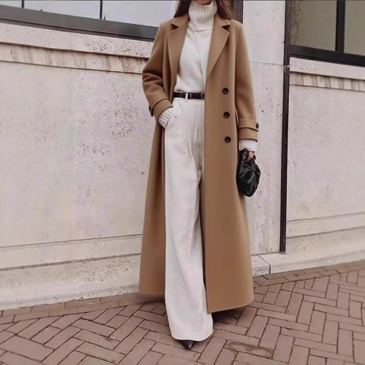 

2025 Autumn and Winter Casual Multi-Color Long Solid Color Warm Wool Coat