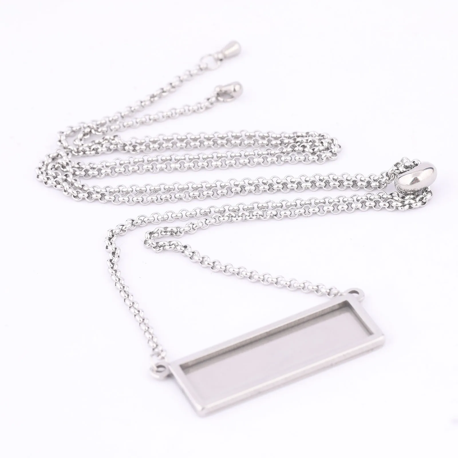 5pcs Stainless Steel Fit 10x30mm Cabochon Pendant Necklace Base Setting Blanks Diy Chain Necklace Bezels For Jewelry Making