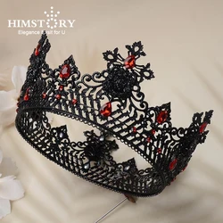 Vintage barocco nero croce Diadema Party Diadema Royal Men Round Crown Queen King accessori per capelli donna Costume copricapo