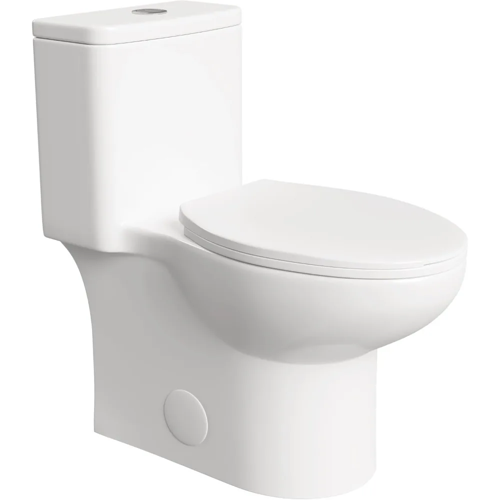 

One Piece Toilet for Bathroom, Elongated Toilets with Compact Soft Closing Seat, ADA Compliant 17 Chair Height Seat, 12