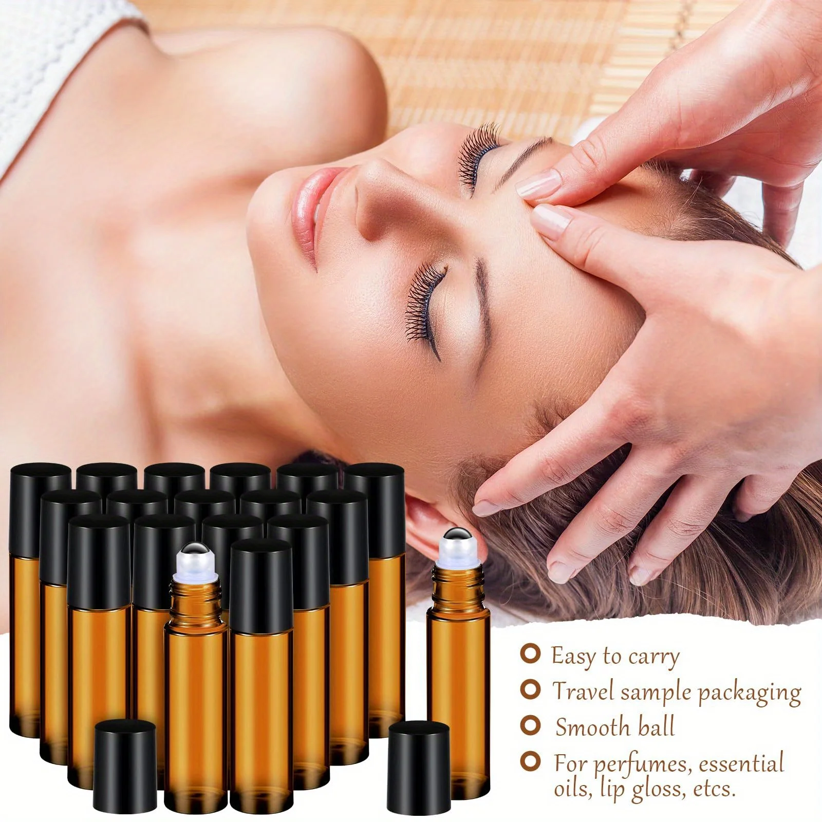 8/30pcs Glass Roll on Bottle 10ml Empty Essential Oil Roller Bottle with Stainless Steel Ball Dropper Pipette Travel Accessories