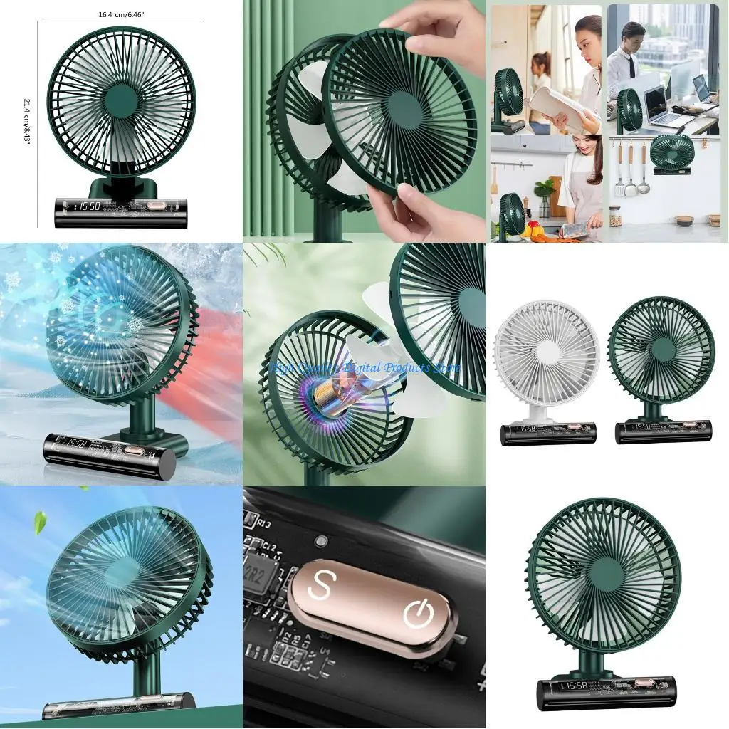 

U2JE Battery Desk Fan with Built-in Li-battery 3600mAh,Strong Wind,Quiet Operation