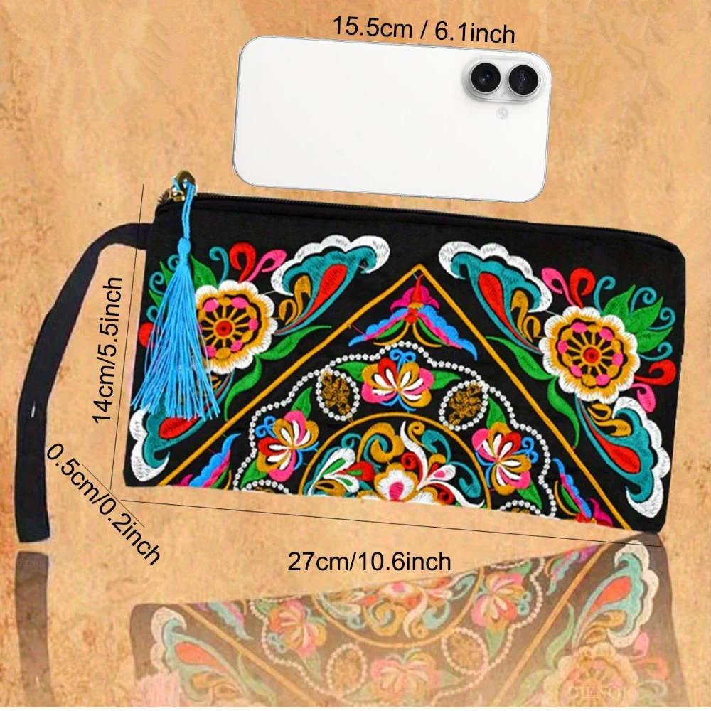 Women's Vintage Leisure Clutch Bag, Ethnic Style Wallet Storage,  Mobile Phone Bag, Evening Bag with Money Clips, Makeup Bag