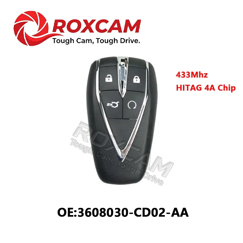 

For CHANGAN CS55 CS75 CS35 PLUS EADO UNI-T Car Keyless Smart Remote Key 433Mhz With HITAG 4A Chip 3608030-CD02-AA