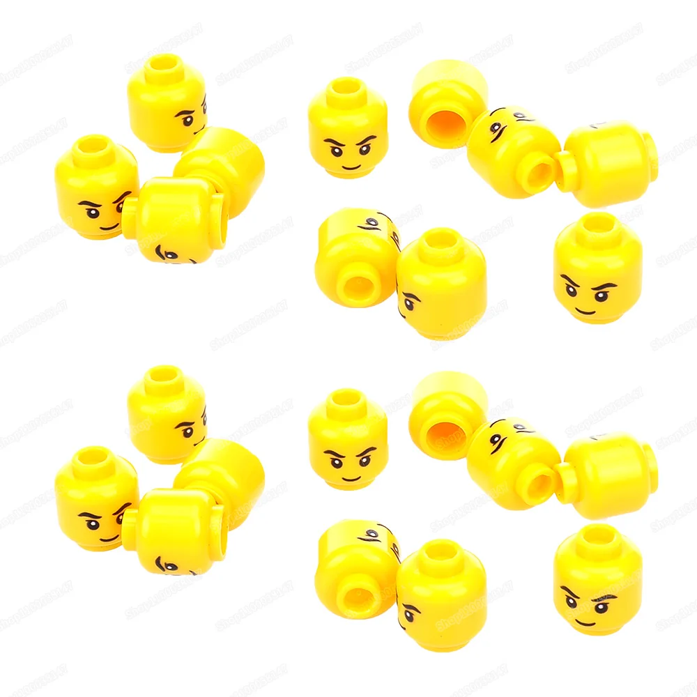 Yellow Head Smile Expression Building Block 3626 Printed Tiles Moc Figures Mood Match Component Scenes Model Child Gift Diy Toys