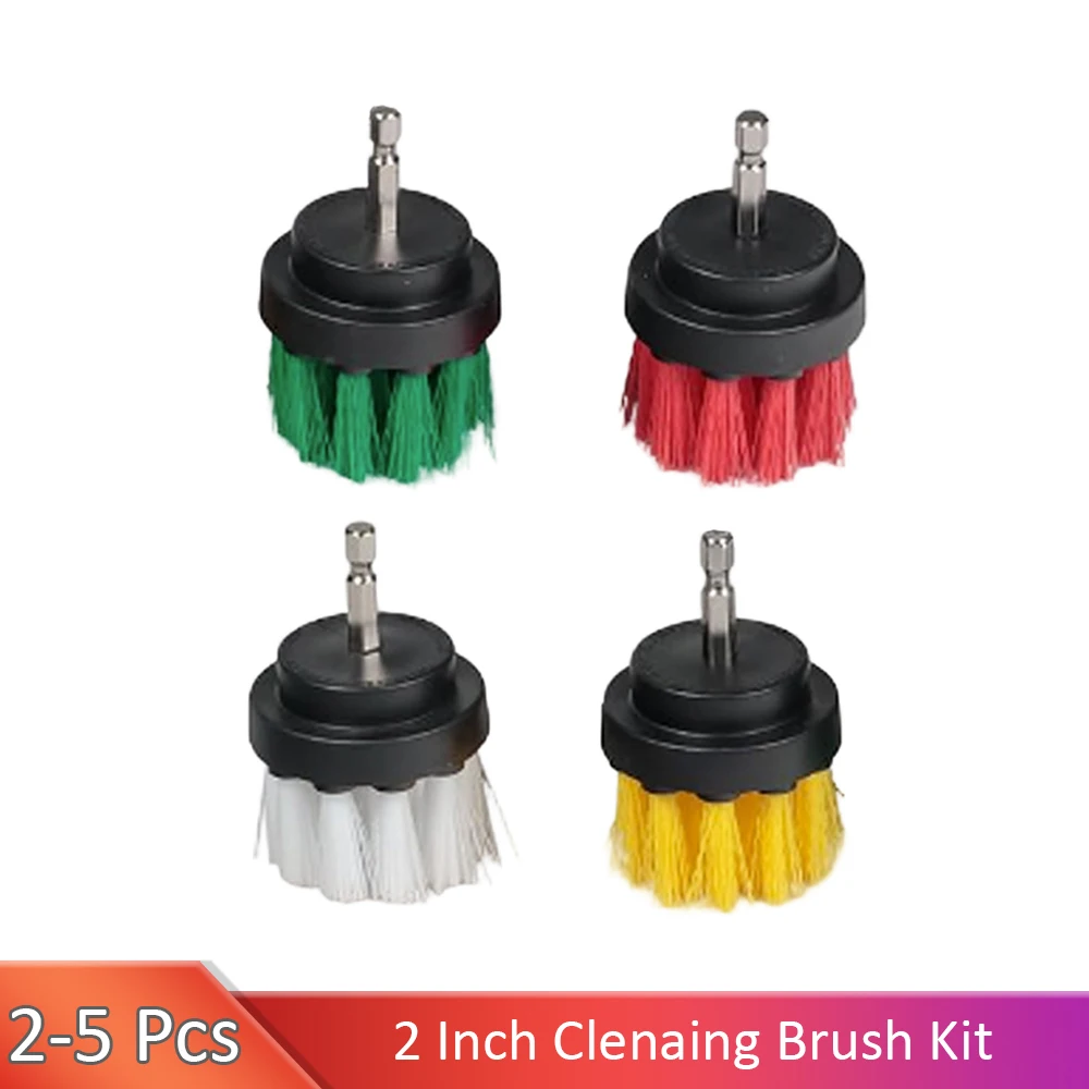 2-5 Pcs 2Inch Diameter Drill Powered Stiff Scrub Cleaning Brush Heavy Duty Cleaning Applications Bathroom Surfaces Finish