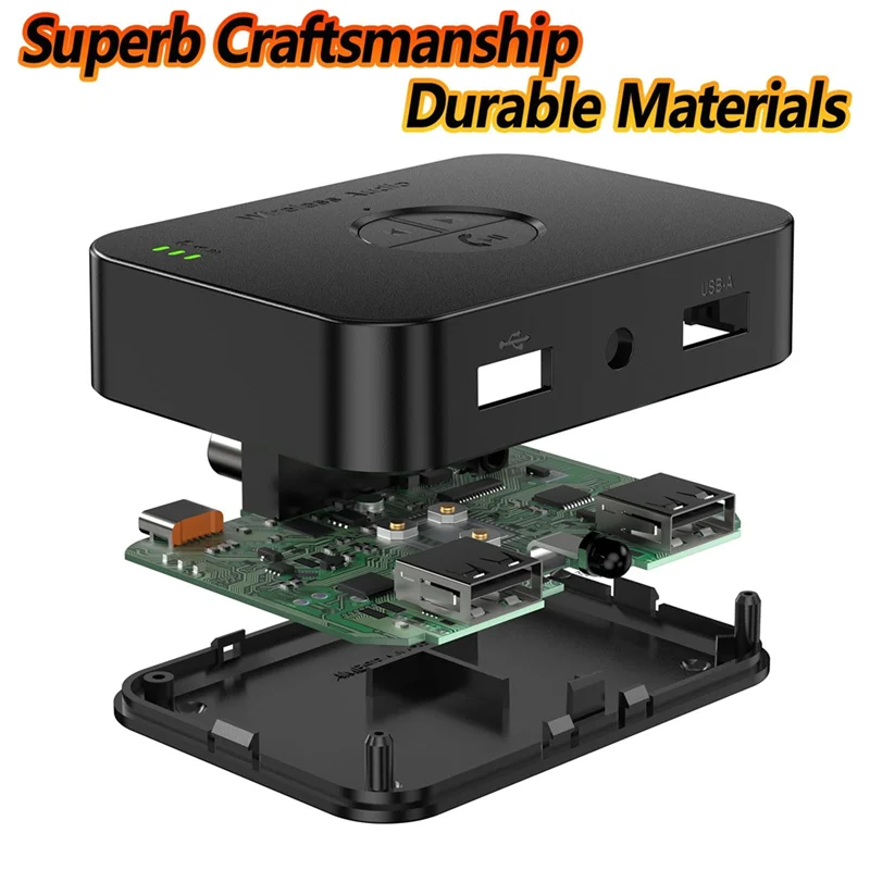 APPLIA-Bluetooth 5.4 Receiver For Home Stereo Bluetooth Adapter For Stereo Receiver Low Latency, HD Audio, USB/AUX/RCA