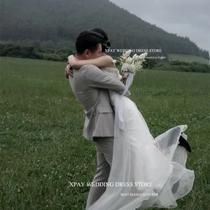 XPAY بسيطة حورية البحر الأورجانزا كوريا فساتين الزفاف مخصص اطلاق النار حمالة طول الطابق فساتين الزفاف حديقة فستان الزفاف أفضل 12 فستان مبيعات لجدة العروس - No12