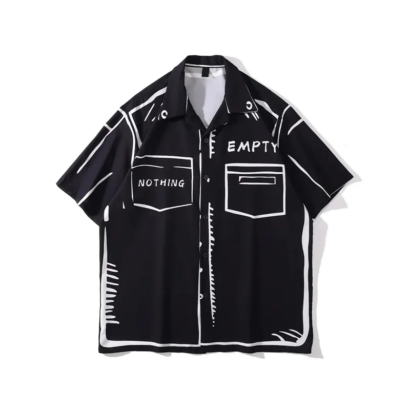 

2025 printed casual shirt, short sleeved shirt, muscular men, Cuban style, summer vacation, men's fashion finger pattern printed