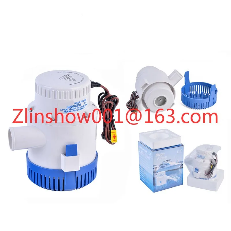 Electric bilge pump, automatic water pump, marine pump 3700 gallons, large flow plastic water pump 12V