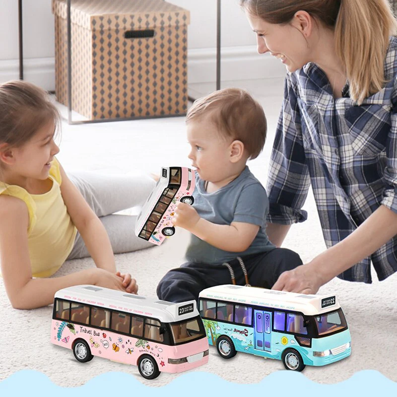 

School Bus Sound Light Tour Bus Model Boy Toy Diecasts Toy Vehicles Kids Gift Simulation Bus Model