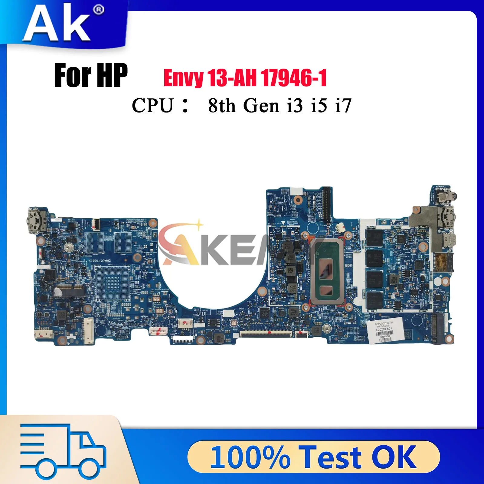 

For HP Envy 13-AH Laptop Motherboard 17946-1 With i5-8265U i7-8565U 100% Fully Tested L30289-601 L30290-601