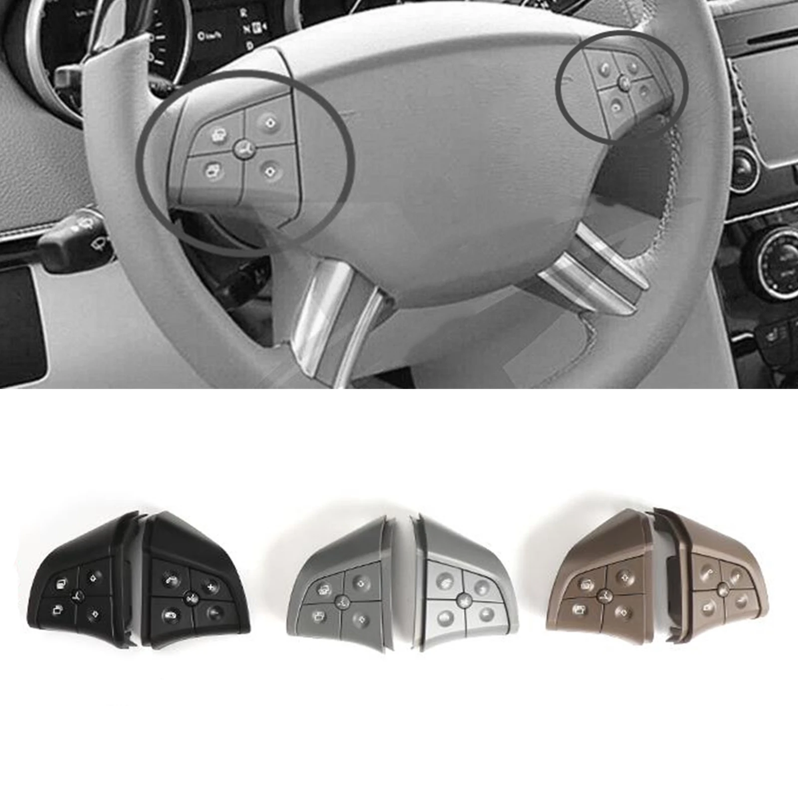 

Car Steering Wheel Control Switch Button 5 Keys For Mercedes Benz W164 ML GL B/R-CLass 2006-2009 Gray/Black/Dark Yellow