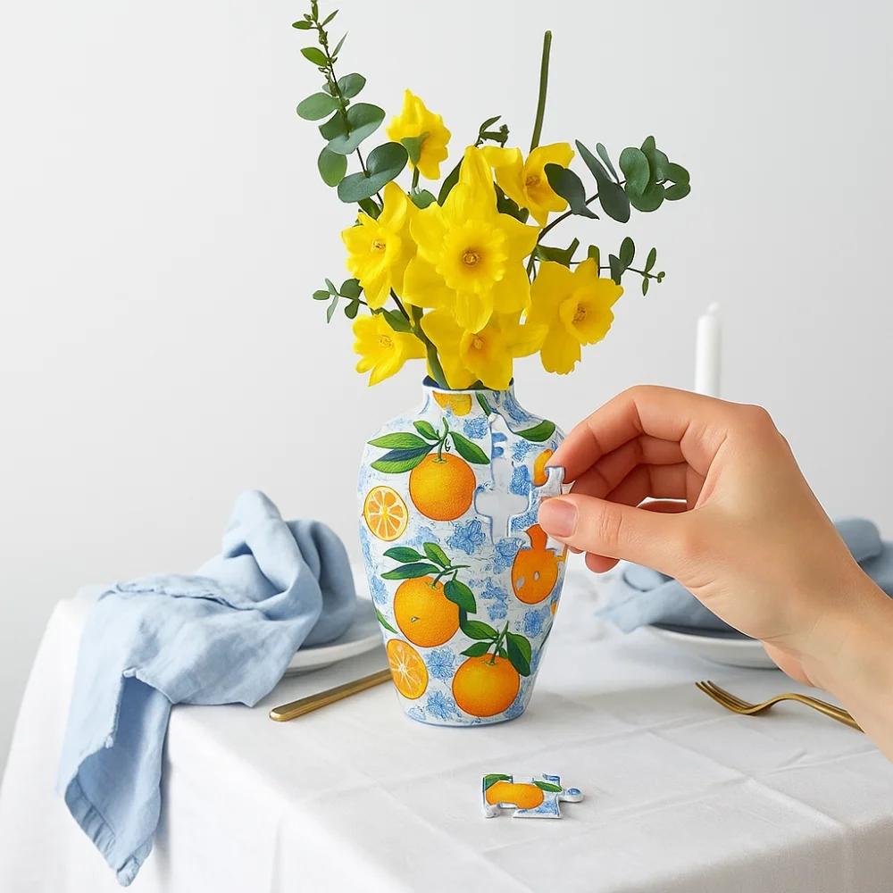 Vase Puzzle 3D créatif, bricolage, Arrangement de fleurs artistique, Arrangement de fleurs, Vase de décoration de maison étanche pour enfants/adultes