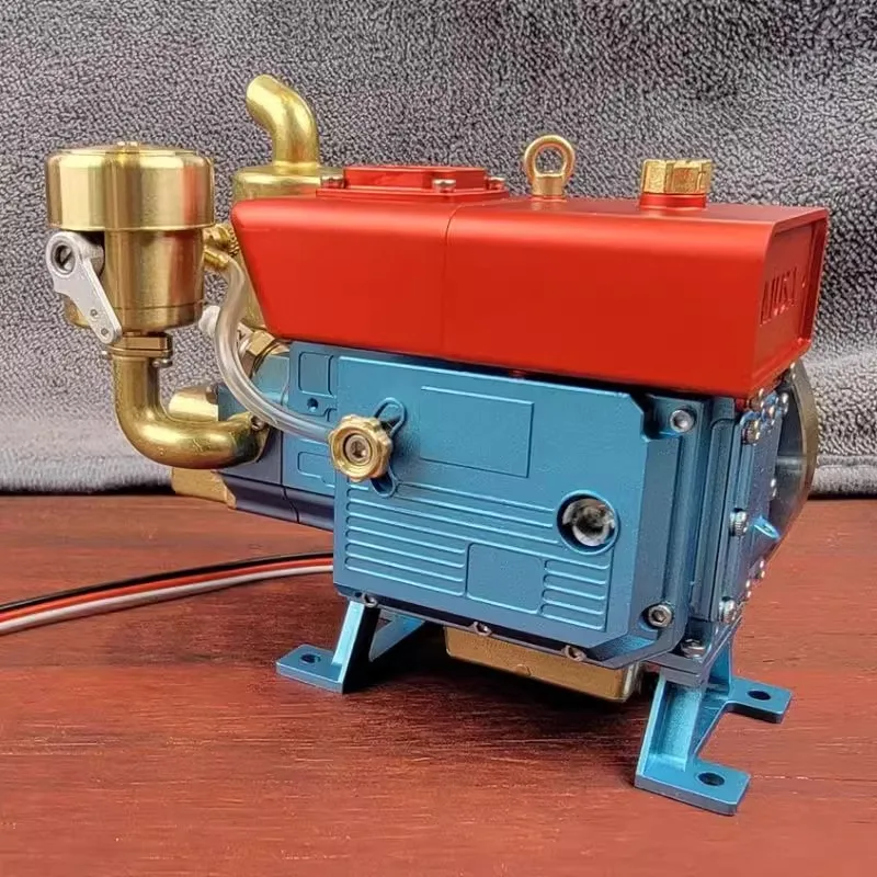 Startable mini engine model walk-behind tractor head fuel alloy horizontal engine model ornament men's toys to give gifts