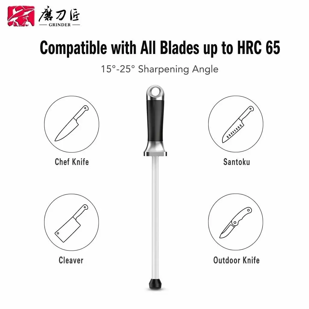 TAIDEA TG2006 12-inch Ceramic Sharpening Rod, 1000 Grit Pro Honing Steel for Knives, LFGB SGS CIQ Certified, 275g Lightweight view 6