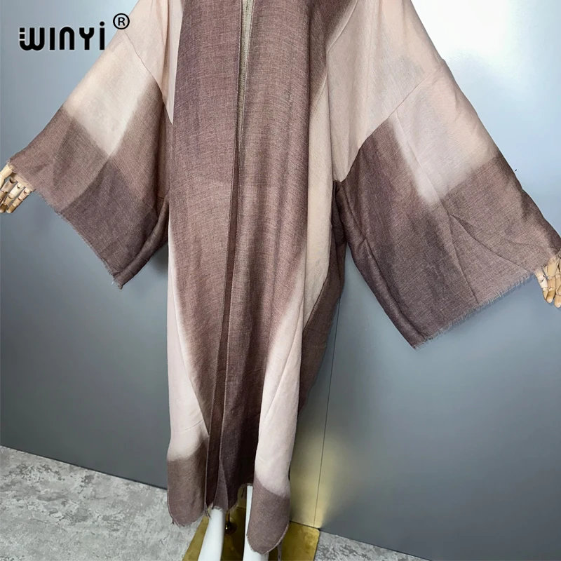 WINYI Boho-Kimono, Maxi-Strickjacke, Strandkleidung, Abdeckungen, elegantes Partykleid, Abaya, Dubai, luxuriöse muslimische Frau, modischer Kaftan mit offener Vorderseite