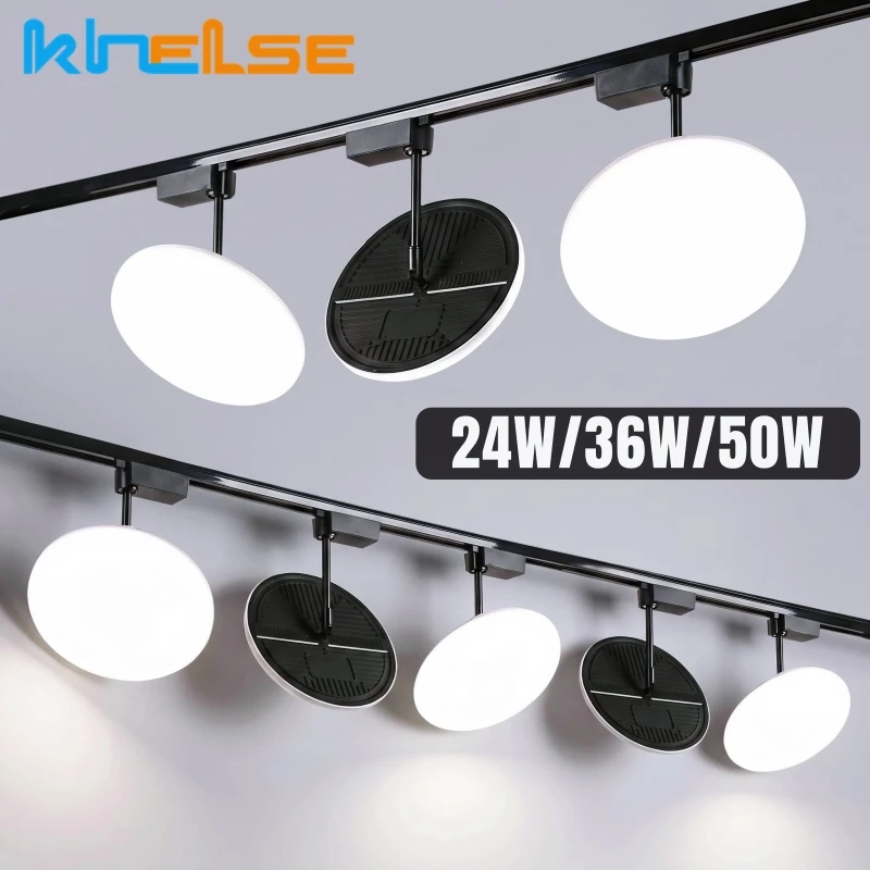 Round LED Ceiling Track Light 24W 36W 50W Ultra-thin Floodlight Rail Fill Light Clothes Store Market Home Track Lighting Fixture