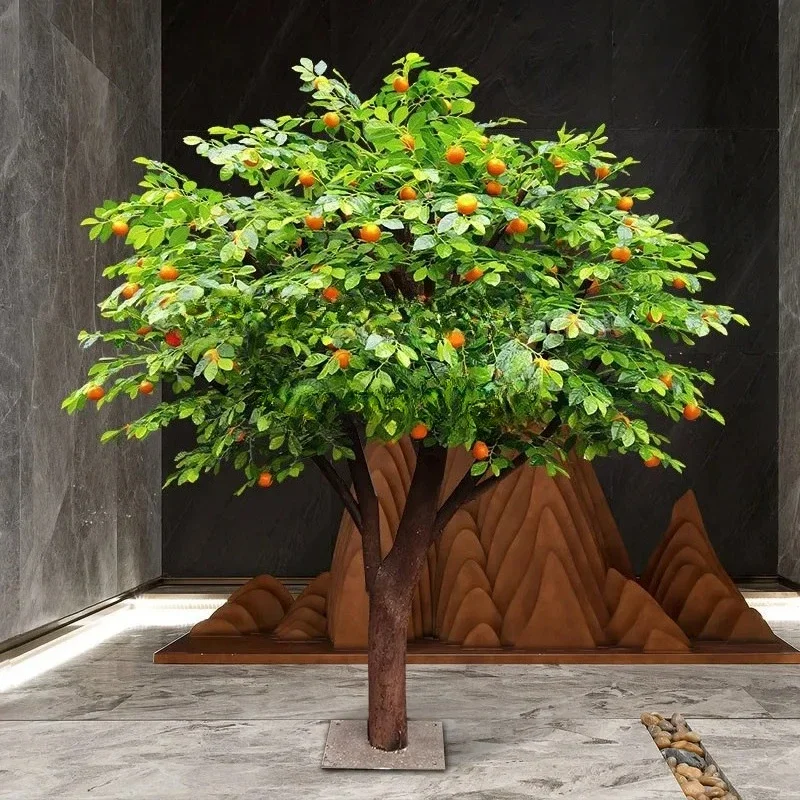 Simulation fake tree fruit tree, hawthorn tree decoration custom solid wood large-scale decorative indoor flower arrangement