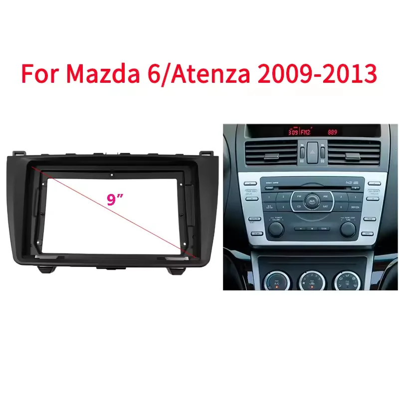 9 Inch Car Radio Fascia Trim Kit For Mazda 6/Atenza 2009-2013 2 Din Audio Fitting Adaptor Facia Panel In-dash Installation