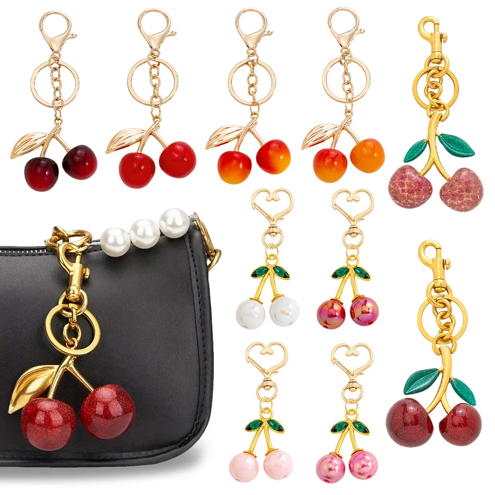1Pc Cherry Keychain Exquisite Car Keychain Multi-Color Fashionable Women's Bag Pendant Accessories