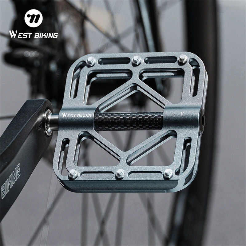 

WEST BIKING Ultralight Bicycle Pedal 3 Bearing Titanium Alloy Axle Bike Pedals One-piece MTB Road Mountain Bike Flat Pedals