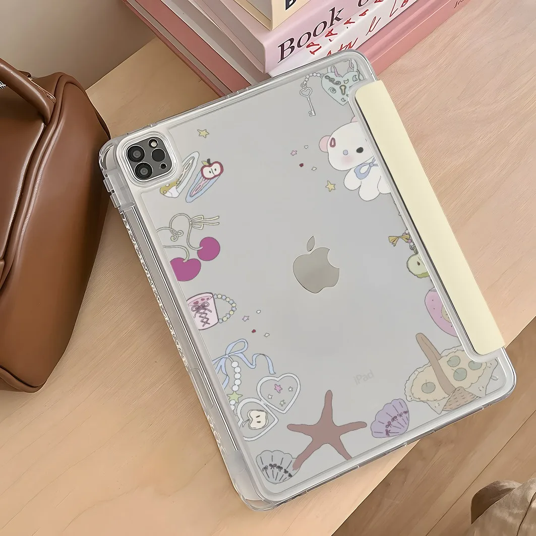 Key Starfish Pen Slot Tablet Case For Mini7 6 iPad Pro 2024 2022 2021 2020 2019 2018 2017 11 10 9 8 7 6 5 Air7 6 5 4 3 2 1 Cover