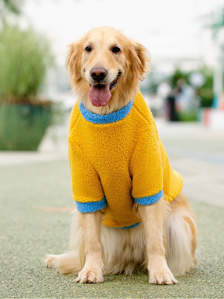 

Clothes For Large Medium Dogs Yellow Polar Fleece Coats Sweater Samoyed Daisy Boy Apparels Knitwear Oversize Wear Spring Winter