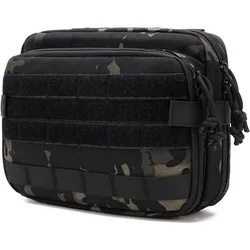 Large Capacity Tactical Molle Admin Pouch of Double Layer Design, EDC Utility Pouches Molle Attachment with Map Sleeve Modular