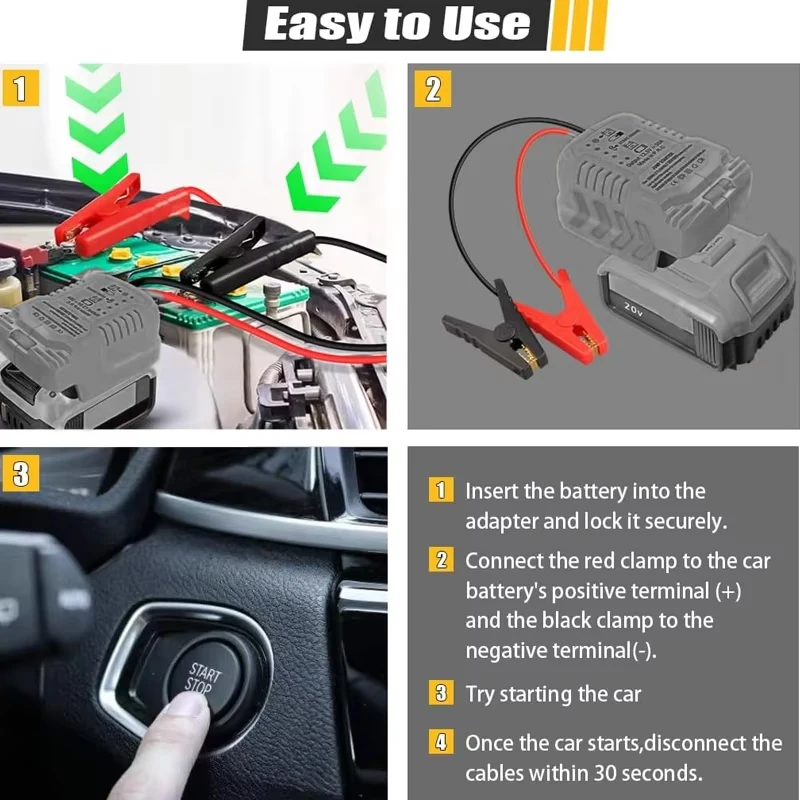 Jumper Cables Car Accessories Replacement For Makita/Dewalt/Milwaukee 18VBattery Jump Starting Adapter Auto Booster Cable