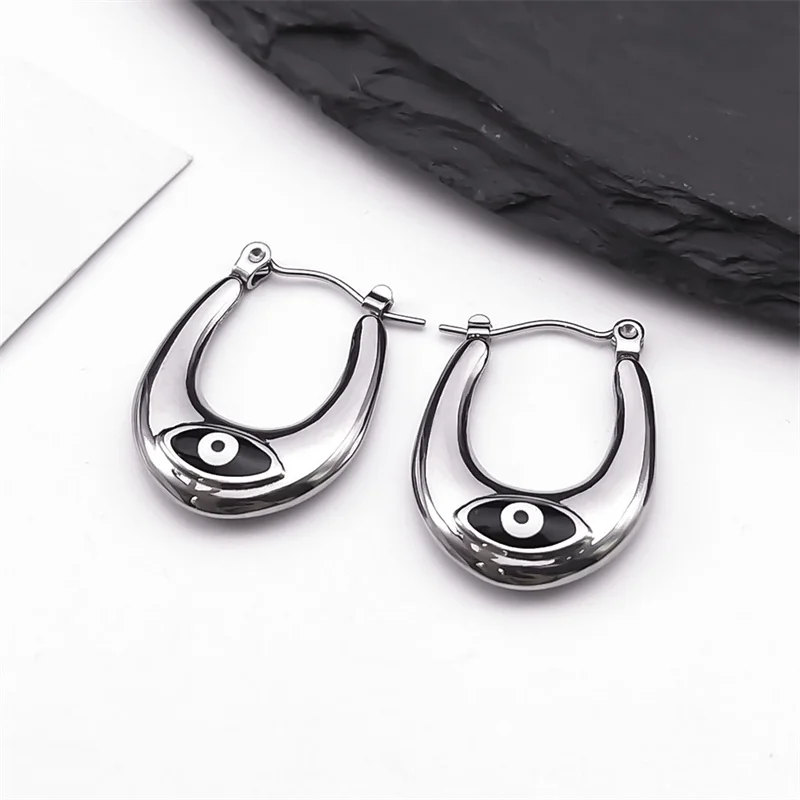 Vintage Turkey Eye Hoop Earrings for Women Stainless Steel Gold Color Greek Eye Earring Trendy Friendship Gift Jewelry ojo turco