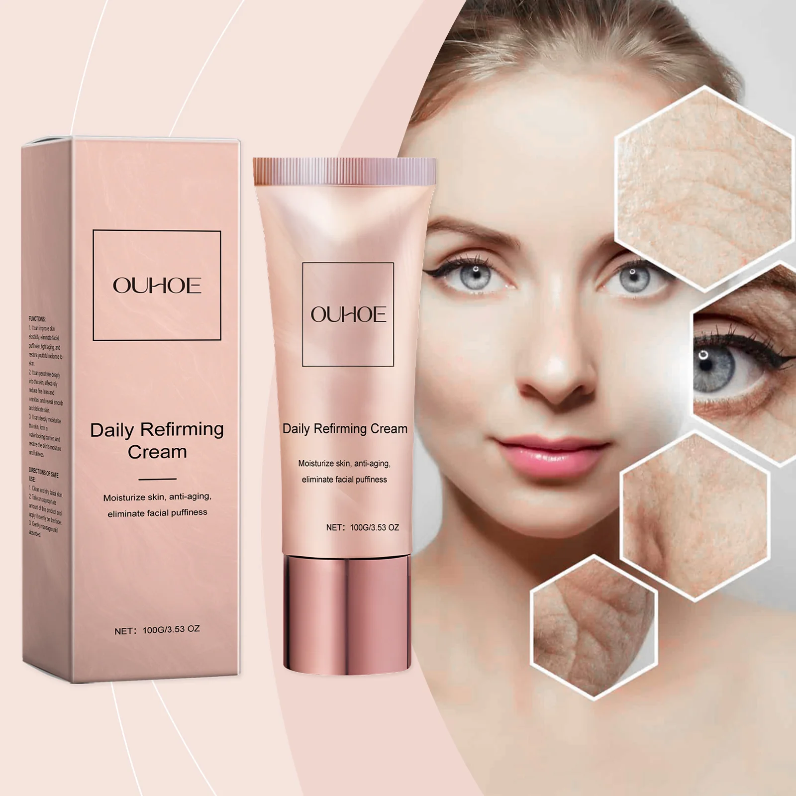 데일리 퍼밍 크림 - 깊은 수분 공급을 위한 안티에이징 페이스 모이스처라이저 - 리프팅 및 주름 감소 - 100g/3.53oz