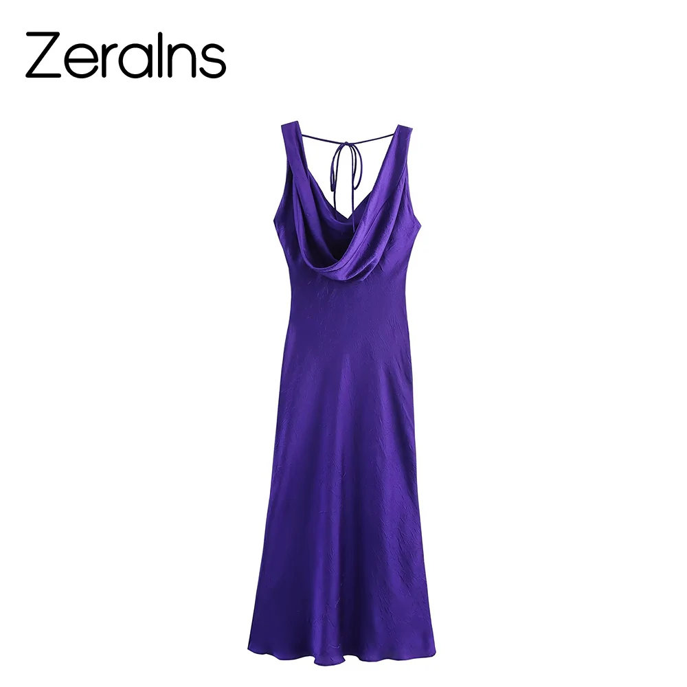 فستان ZERAINS لخريف جديد على الطراز الأوروبي والأمريكي برقبة على شكل حرف V وإكسسوارات ملابس داخلية على طراز MIDI #2